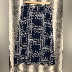 Sonoma Goods for Life Button Front Navy Blue Nautical Midi Skirt